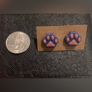 Purple paw earrings